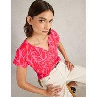 Pure Cotton Printed Notch Neck T-Shirt
