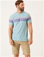 FatFace Pure Cotton Striped T-Shirt Light Blue Mix