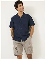 FatFace Linen Blend Shirt Navy