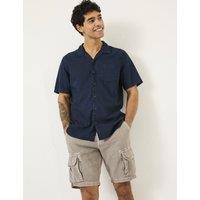 FatFace Linen Blend Shirt Navy