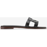 Chrisee Leather Flat Square Toe Sliders