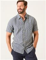 FatFace Linen Rich Geometric Shirt Blue Mix