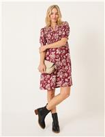 Floral V-Neck Knee Length Swing Dress