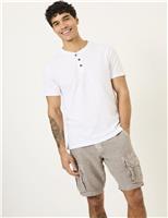 Pure Cotton Crew Neck Henley T-Shirt