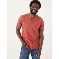 Pure Cotton Crew Neck Henley T-Shirt