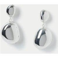 Silver Tone Pebble Drop Earrings