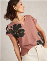 White Stuff Pure Cotton Printed T-Shirt Pink Mix