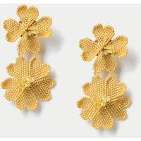 Handcrafted Beaded Flower Motif Drop Earrings
