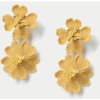 Handcrafted Beaded Flower Motif Drop Earrings