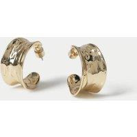 Gold Tone Molten Hoop Earrings