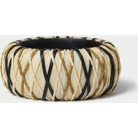 Cream and Multi Colour Thread Wooden Bangle