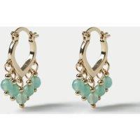 Per Una Gold Tone Green Jade Semi Precious Tassel Hoop Earrings