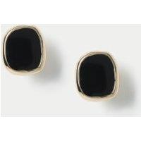 Black Enamel Stud Earrings