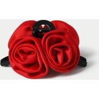 Red Satin Rose Claw Hair Grip