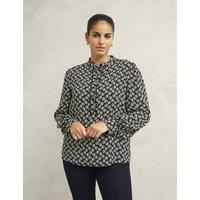 Geometric Button Detail Blouson Sleeve Blouse