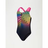 Speedo Digital Placement Splashback Star Swimsuit (5-16 Yrs) Black Mix