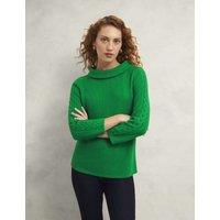 Pure Cotton Textured Roll Neck Jumper