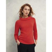 Pure Cotton Textured Roll Neck Jumper