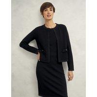 Textured Collarless Short Jacket