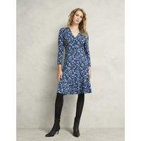 Jersey Floral V-Neck Knee Length Skater Dress