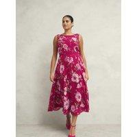 Floral Round Neck Midi Skater Dress