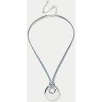 Silver Tone and Grey Rope Pendant