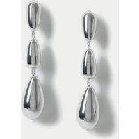 Silver Tone Three Tier Drop Earrings