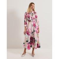 Floral Collared Midaxi Shirt Dress