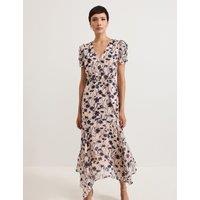 Floral V-Neck Midaxi Waisted Dress