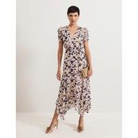 Floral V-Neck Midaxi Waisted Dress