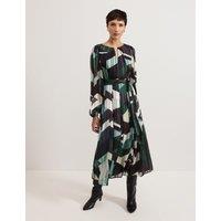 Abstract Print Midaxi Waisted Dress