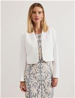 Pure Cotton Collarless Cropped Jacket