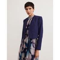Pure Cotton Collarless Cropped Jacket