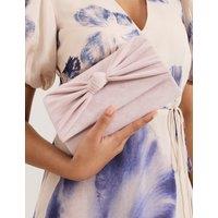 Suede Knot Front Clutch Bag