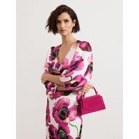 Suede Top Handle Clutch Bag