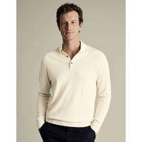 Charles Tyrwhitt Pure Merino Wool Polo Neck Jumper Cream