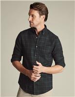 Charles Tyrwhitt Slim Fit Easy Iron Pure Cotton Check Shirt Dark Grey