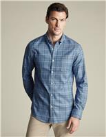 Charles Tyrwhitt Slim Fit Non Iron Pure Cotton Check Shirt Indigo