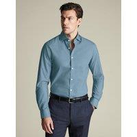Charles Tyrwhitt Slim Fit Non Iron Pure Cotton Stretch Shirt Blue