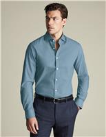 Charles Tyrwhitt Slim Fit Non Iron Pure Cotton Stretch Shirt Blue