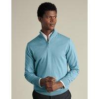 Charles Tyrwhitt Pure Merino Wool Half Zip Jumper Green