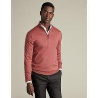 Charles Tyrwhitt Pure Merino Wool Half Zip Jumper Rust