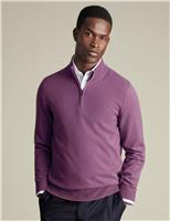Charles Tyrwhitt Pure Cashmere Half Zip Jumper Medium Violet