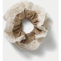 Brown and Broidery Detail Fabric Hair Scrunchie