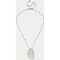 Silver Tone Brushed Oval Pendant