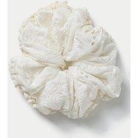 Cream Mixed Fabric Hair Scrunchie