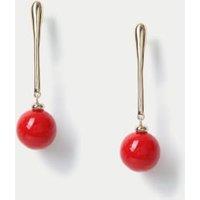 Red Stick Ball Drop Earrings