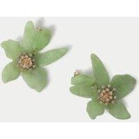 Green Floral Acrylic Drop Earrings