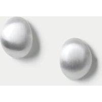 Oval Brushed Stud Earrings