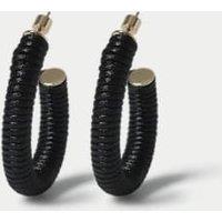 Black Cord Wrapped Hoop Earrings